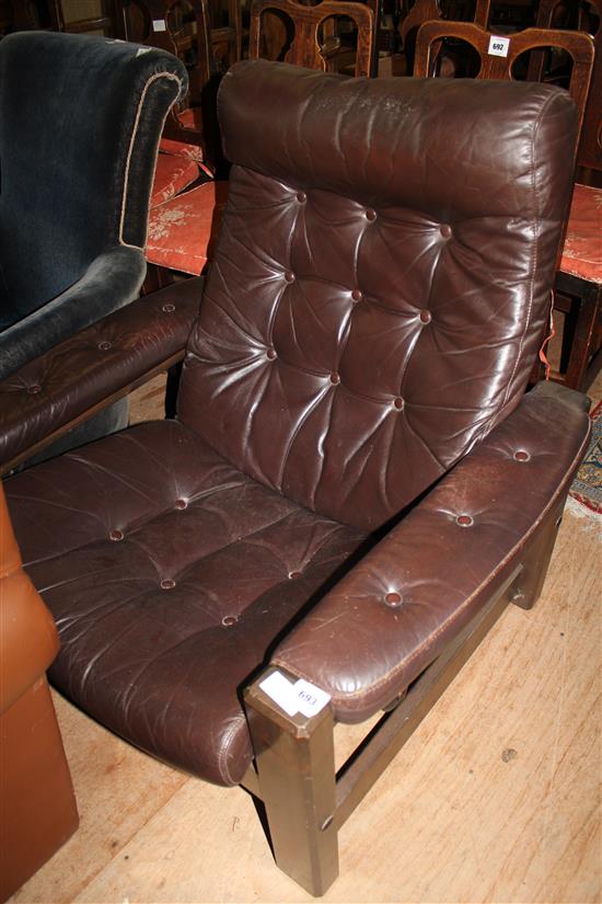 Leather Norwegian reclining armchair